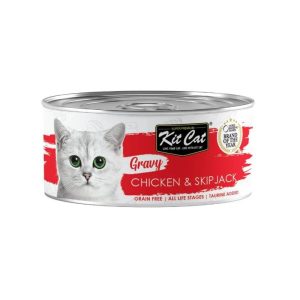 Kit Cat Lata de Pollo con Bonito Skipjack en Salsa para gatos