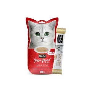 Kit Cat PurrPurée PLUS Snack de Atún Pelaje y Piel para gatos - PACK 12 uds.