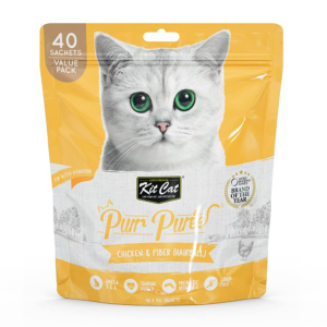 Kit Cat PurrPuree Value Pack Pollo y Fibra - Control Bolas de Pelo - 40 x 15 g
