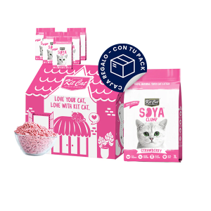 Kit Cat SoyaClump Fresa Arena para gatos de Soja Eco - PACK 6 uds.