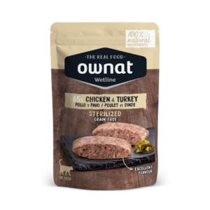 Ownat Wetline Esterilizado Pollo y Pavo comida húmeda para gatos