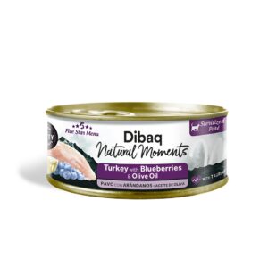 Dibaq Natural Moments 5 Star Esterilizado Pavo con Arándanos comida húmeda para gatos.