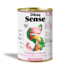Dibaq Sense Sensitive Conejo y Pavo comida humeda para perros